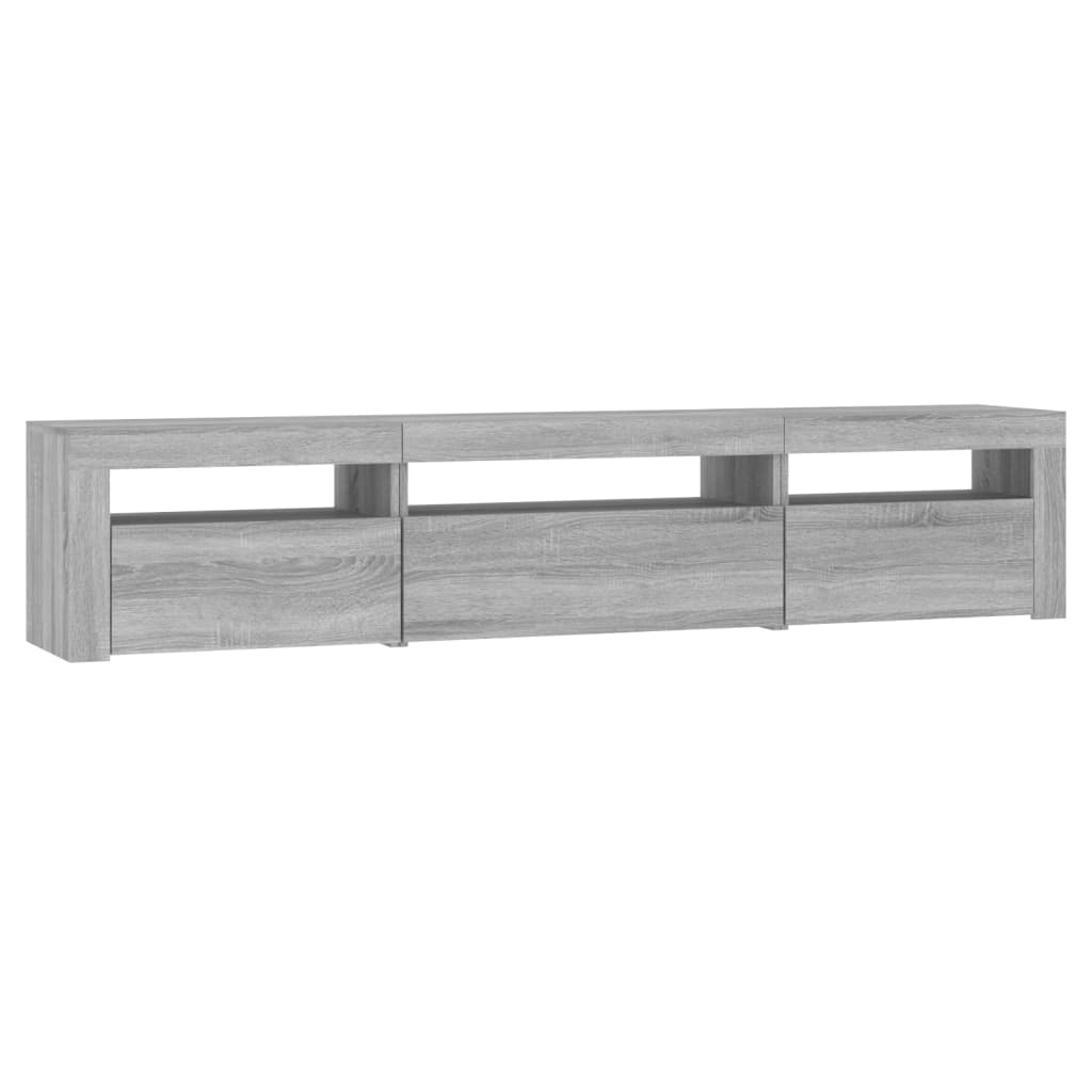 TV-Schrank mit LED-Leuchten Grau Sonoma 195x35x40 cm