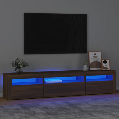 TV-Schrank mit LED-Leuchten Braun Eichen-Optik 195x35x40 cm