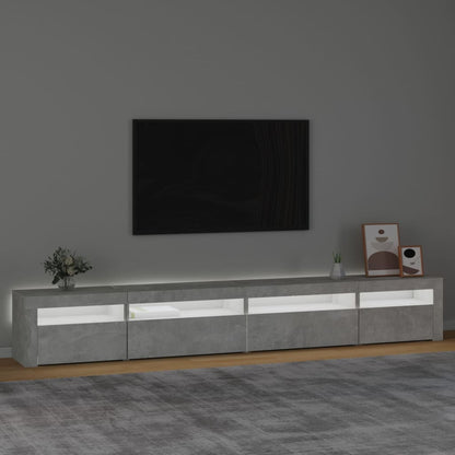 TV-Schrank mit LED-Leuchten Betongrau 270x35x40 cm