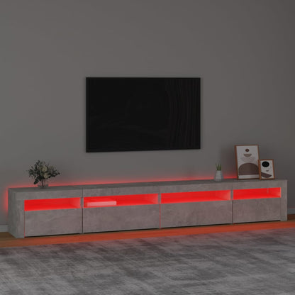 TV-Schrank mit LED-Leuchten Betongrau 270x35x40 cm