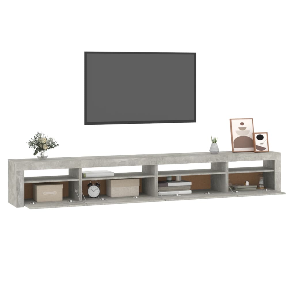 TV-Schrank mit LED-Leuchten Betongrau 270x35x40 cm