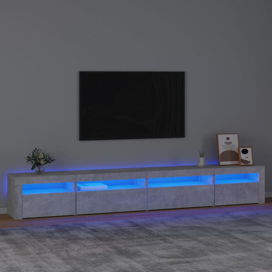 TV-Schrank mit LED-Leuchten Betongrau 270x35x40 cm