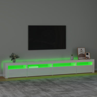 TV-Schrank mit LED-Leuchten Hochglanz-Weiß 270x35x40 cm