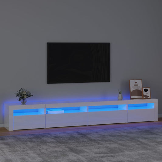 TV-Schrank mit LED-Leuchten Hochglanz-Weiß 270x35x40 cm