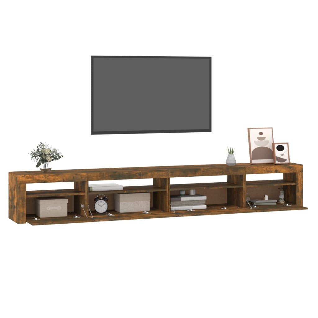 TV-Schrank mit LED-Leuchten Räuchereiche 270x35x40 cm