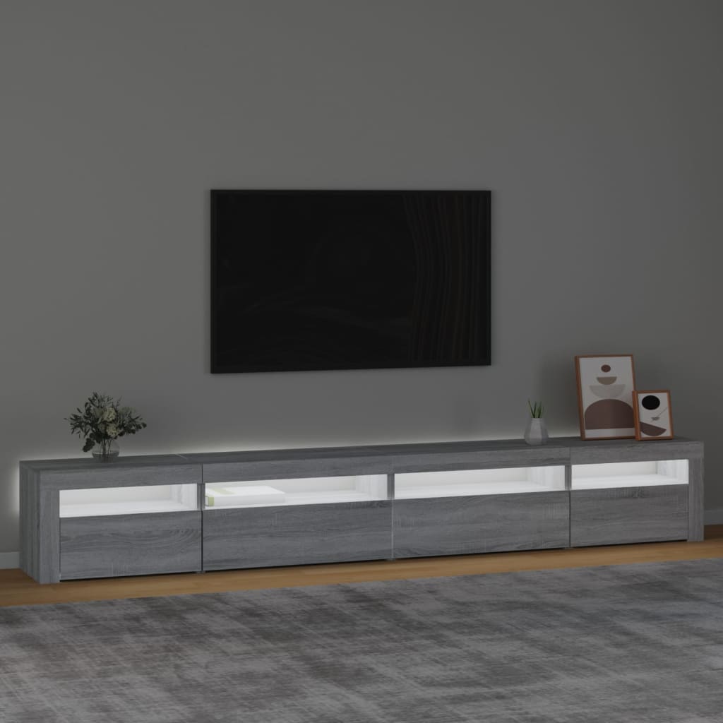 TV-Schrank mit LED-Leuchten Grau Sonoma 270x35x40 cm