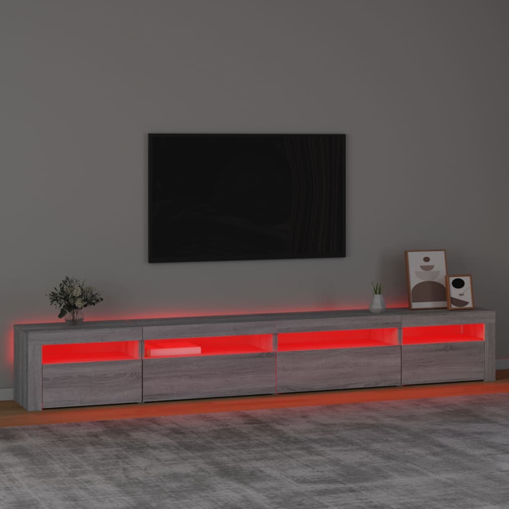 TV-Schrank mit LED-Leuchten Grau Sonoma 270x35x40 cm