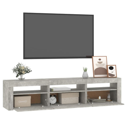 TV-Schrank mit LED-Leuchten Betongrau 180x35x40 cm