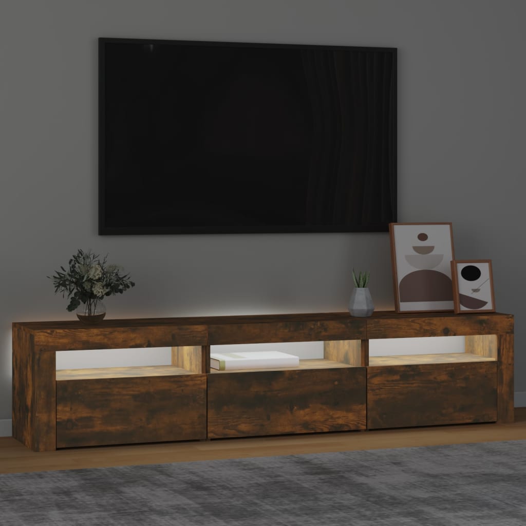 TV-Schrank mit LED-Leuchten Räuchereiche 180x35x40 cm