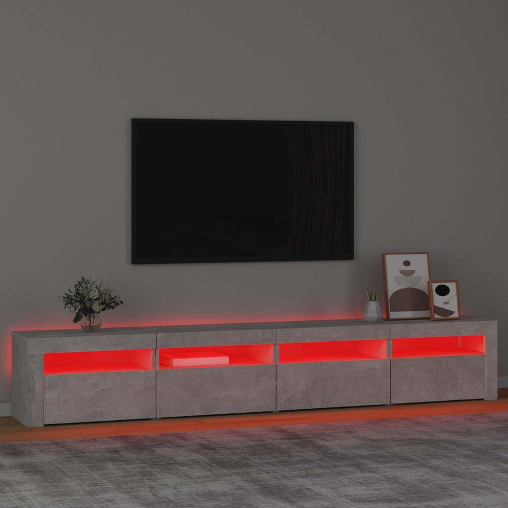 TV-Schrank mit LED-Leuchten Betongrau 240x35x40 cm