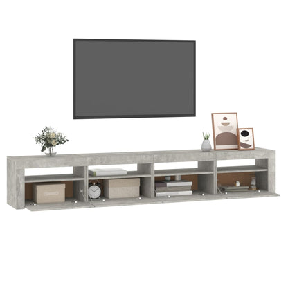 TV-Schrank mit LED-Leuchten Betongrau 240x35x40 cm