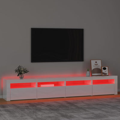 TV-Schrank mit LED-Leuchten Hochglanz-Weiß 240x35x40 cm