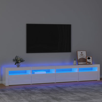 TV-Schrank mit LED-Leuchten Hochglanz-Weiß 240x35x40 cm