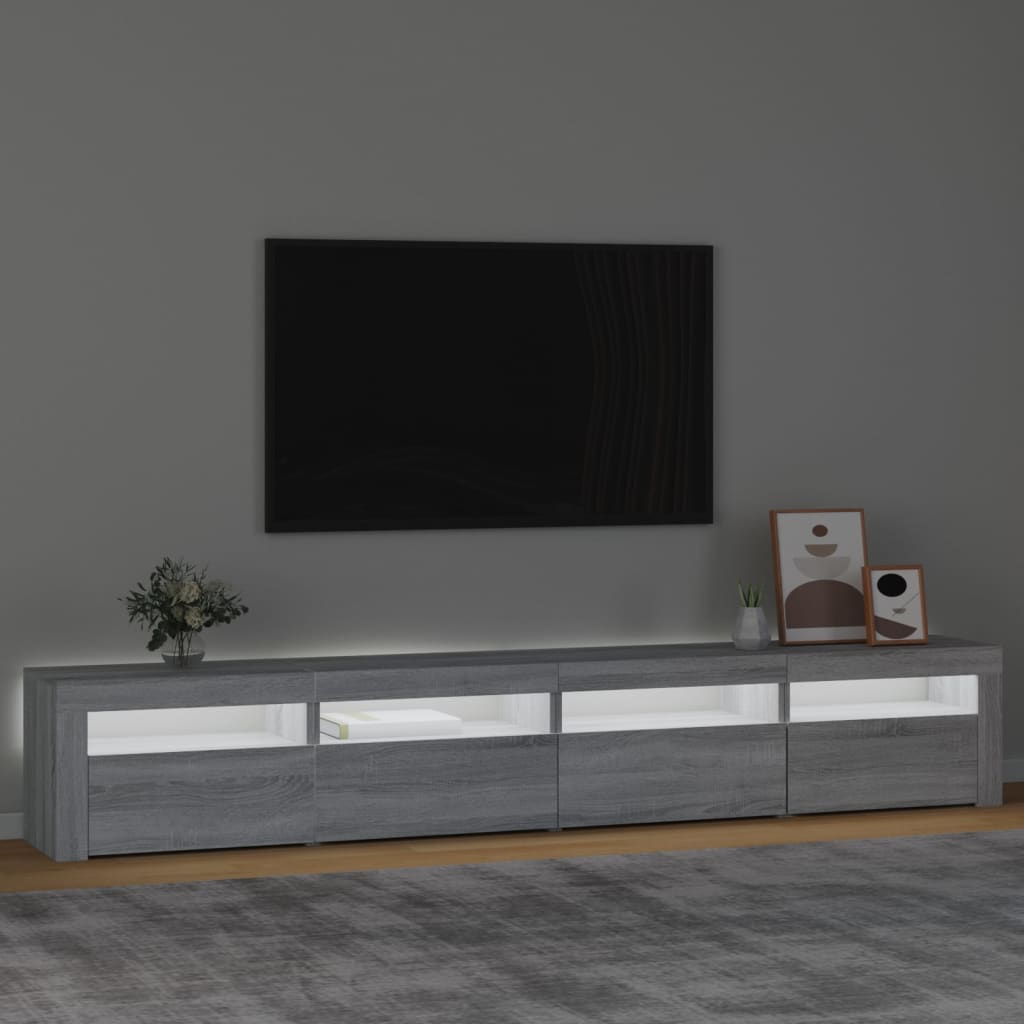 TV-Schrank mit LED-Leuchten Grau Sonoma 240x35x40 cm