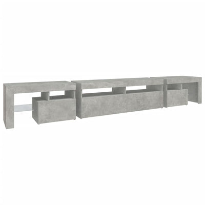 TV-Schrank mit LED-Leuchten Betongrau 260x36,5x40 cm