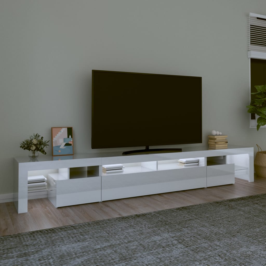 TV-Schrank mit LED-Leuchten Hochglanz-Weiß 260x36,5x40 cm