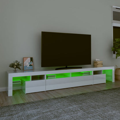 TV-Schrank mit LED-Leuchten Hochglanz-Weiß 260x36,5x40 cm