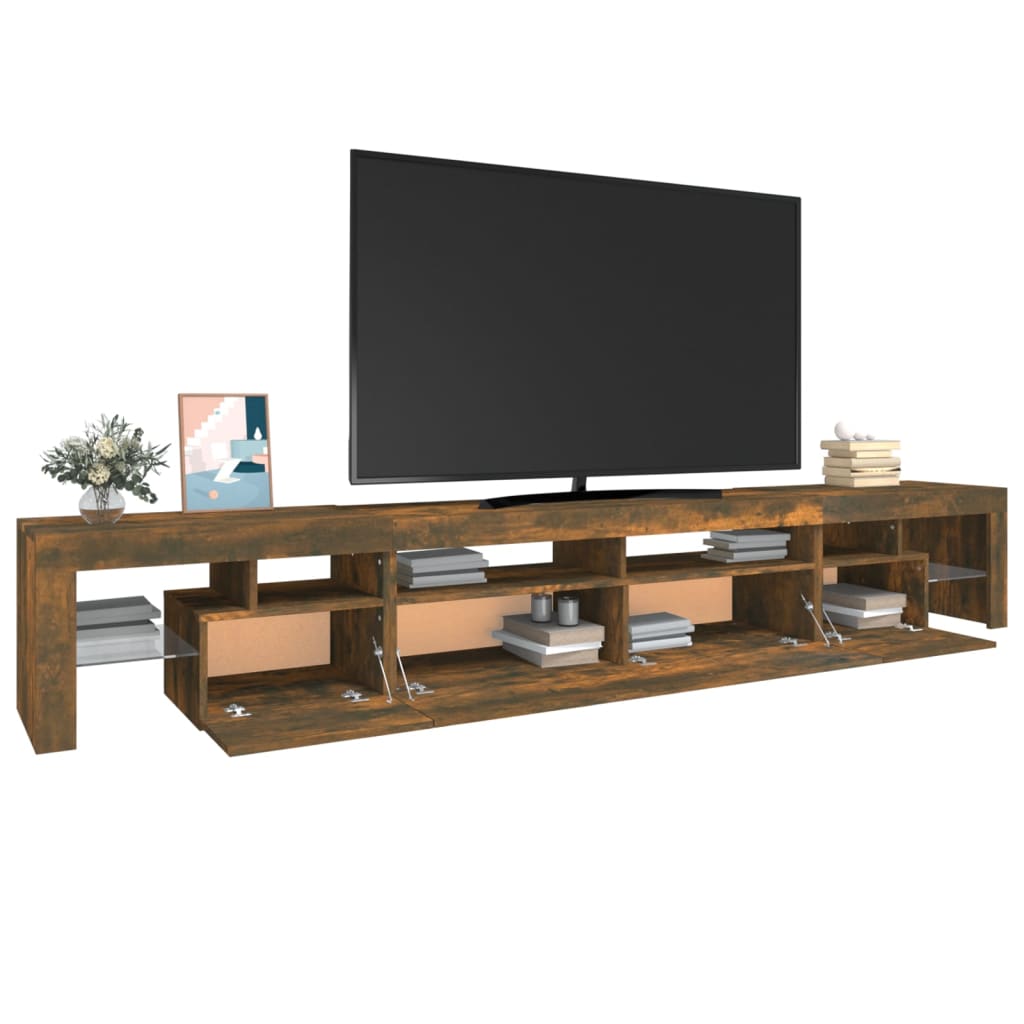 TV-Schrank mit LED-Leuchten Räuchereiche 260x36,5x40 cm