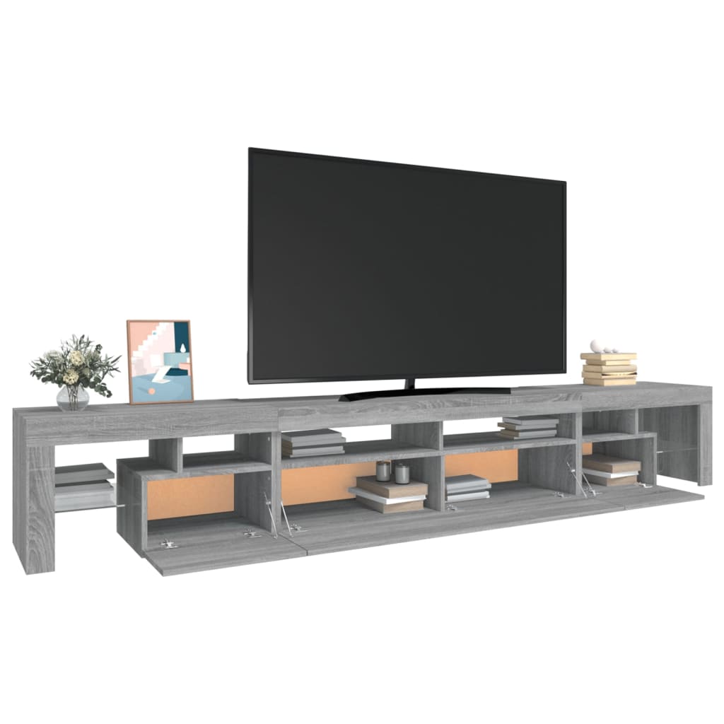 TV-Schrank mit LED-Leuchten Grau Sonoma 260x36,5x40 cm