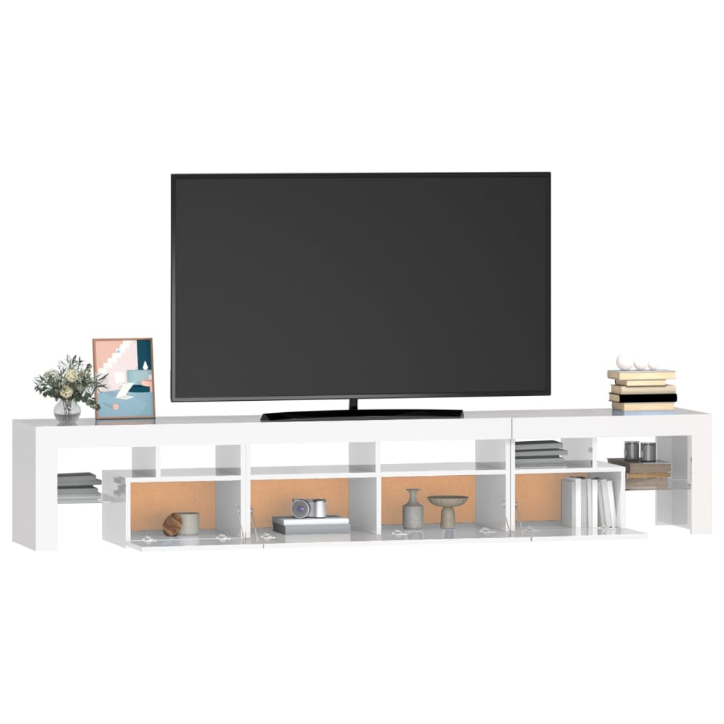 TV-Schrank mit LED-Leuchten Hochglanz-Weiß 230x36,5x40 cm