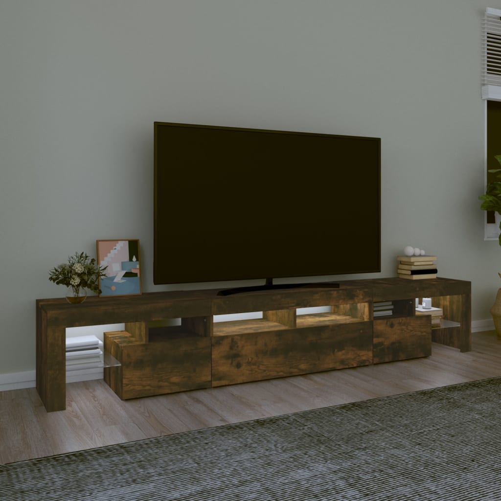 TV-Schrank mit LED-Leuchten Räuchereiche 230x36,5x40 cm