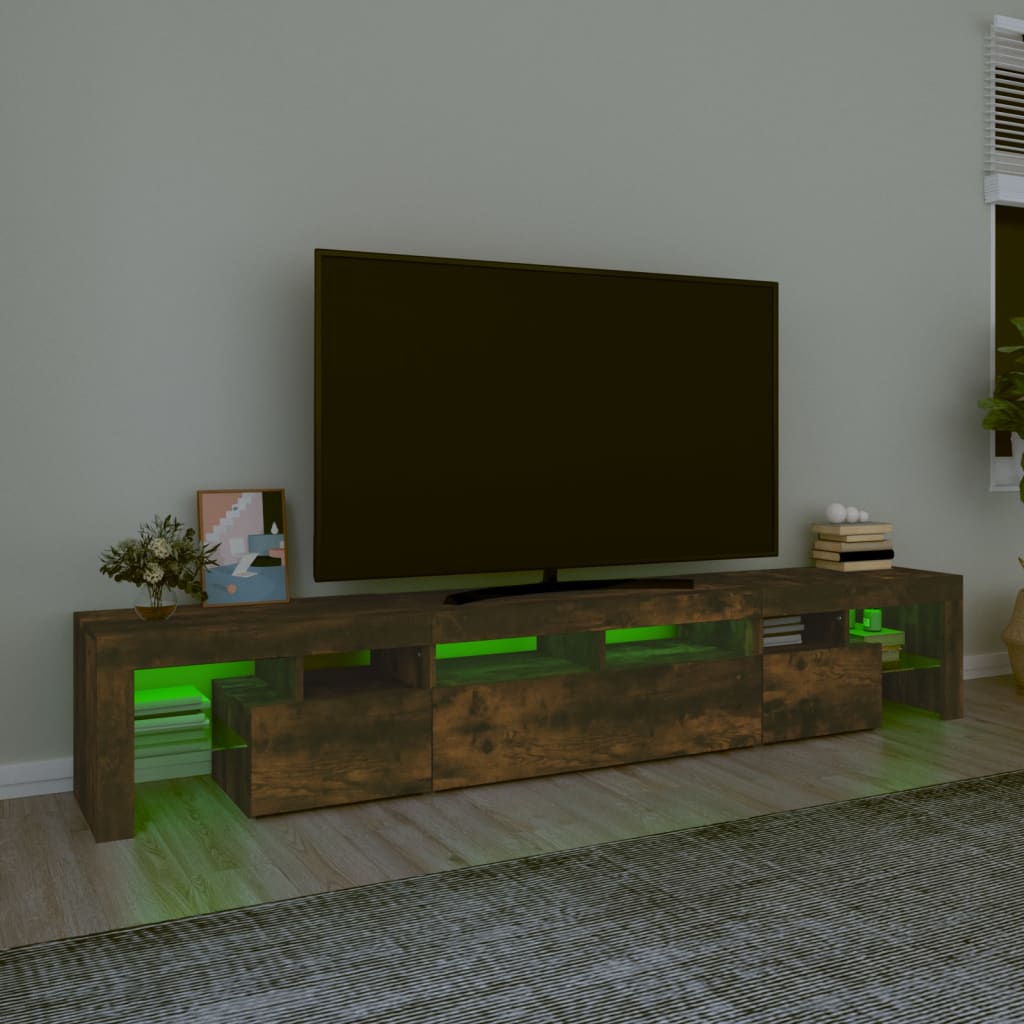 TV-Schrank mit LED-Leuchten Räuchereiche 230x36,5x40 cm