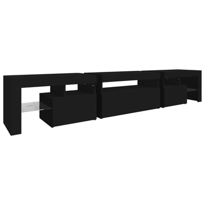 TV-Schrank mit LED-Leuchten Schwarz 215x36,5x40 cm