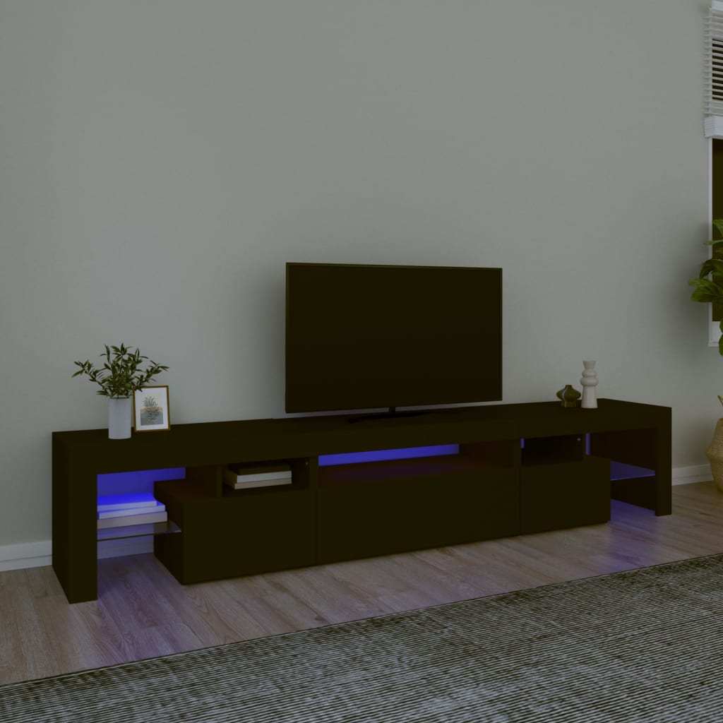 TV-Schrank mit LED-Leuchten Schwarz 215x36,5x40 cm