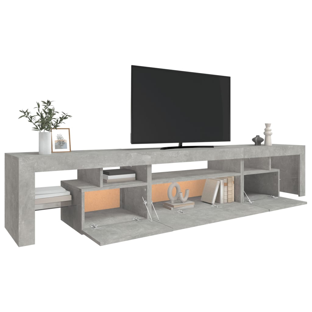 TV-Schrank mit LED-Leuchten Betongrau 215x36,5x40 cm