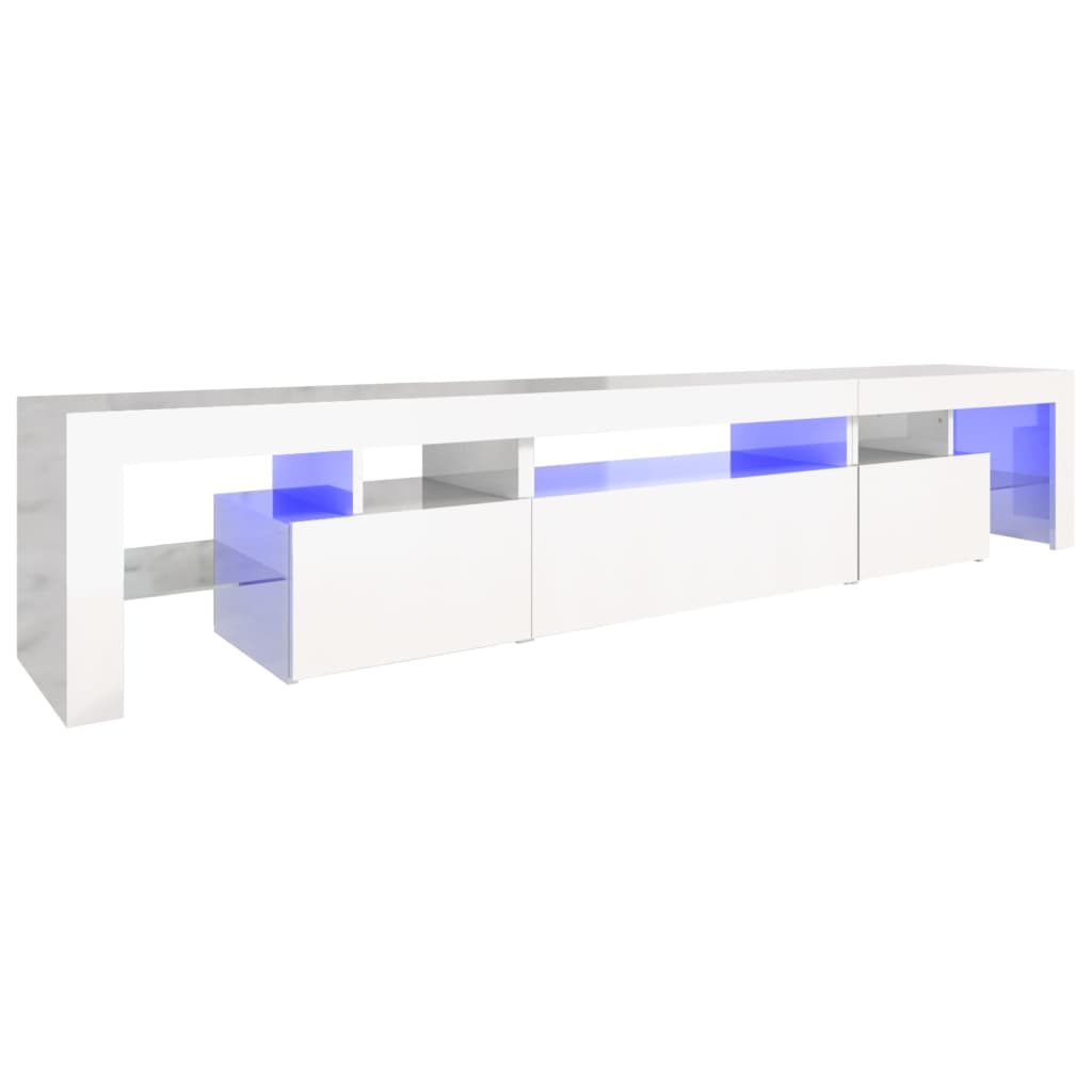 TV-Schrank mit LED-Leuchten Hochglanz-Weiß 215x36,5x40 cm