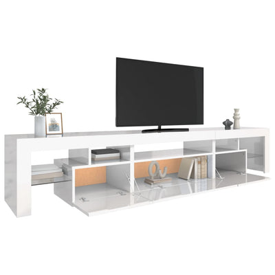 TV-Schrank mit LED-Leuchten Hochglanz-Weiß 215x36,5x40 cm