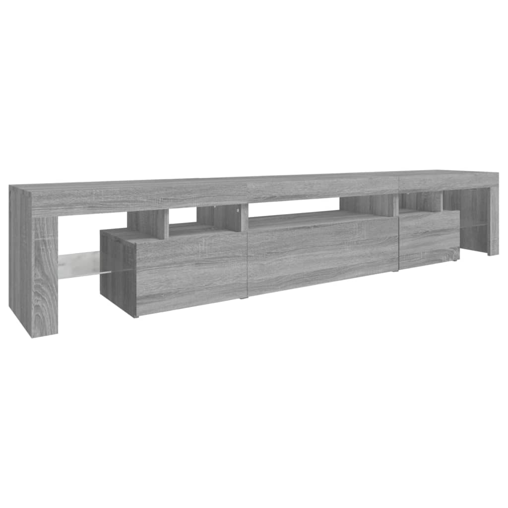 TV-Schrank mit LED-Leuchten Grau Sonoma 215x36,5x40 cm