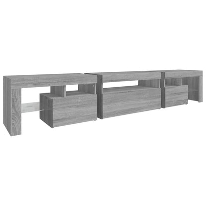 TV-Schrank mit LED-Leuchten Grau Sonoma 215x36,5x40 cm