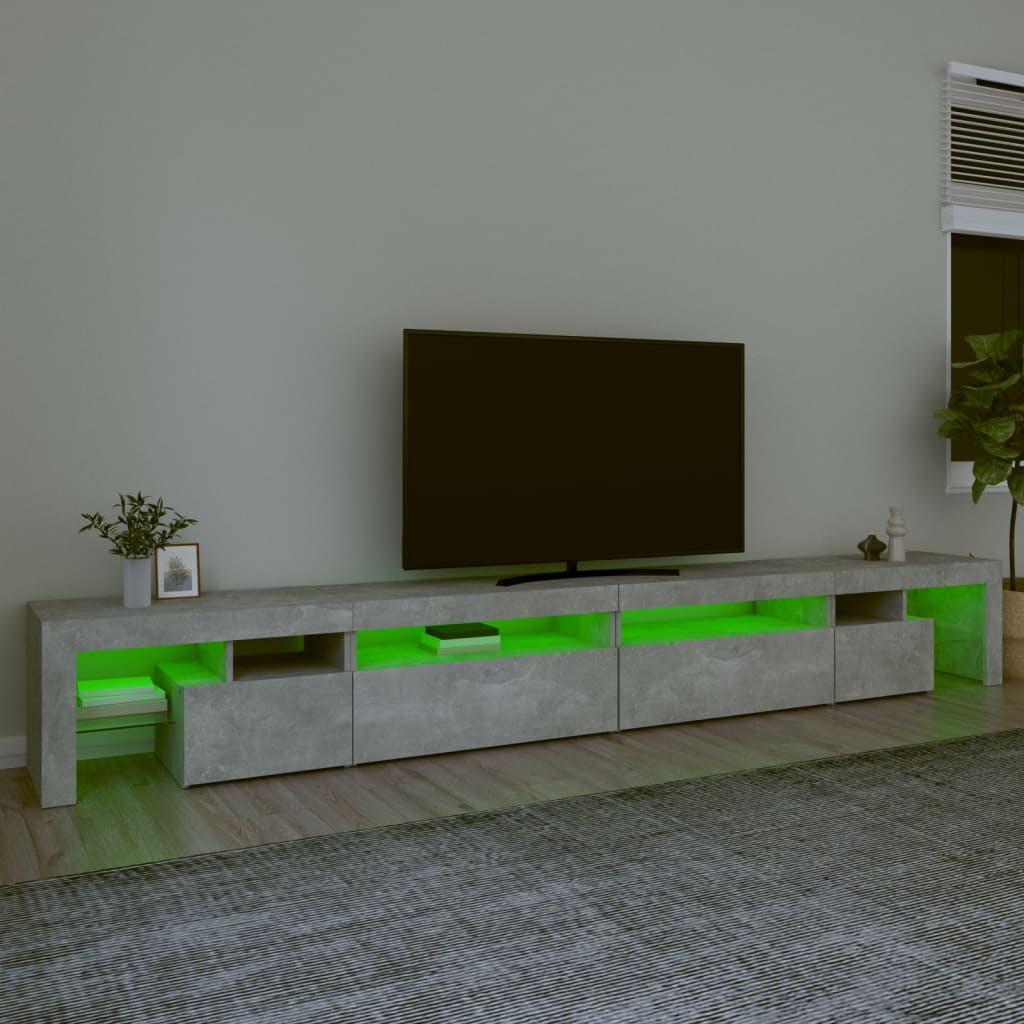 TV-Schrank mit LED-Leuchten Betongrau 290x36,5x40 cm