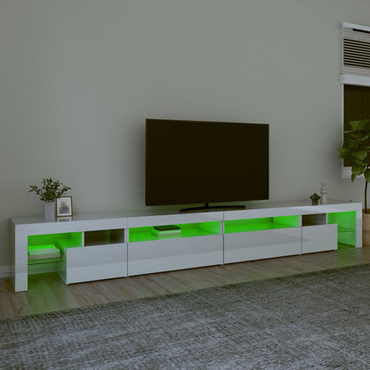 TV-Schrank mit LED-Leuchten Hochglanz-Weiß 290x36,5x40 cm