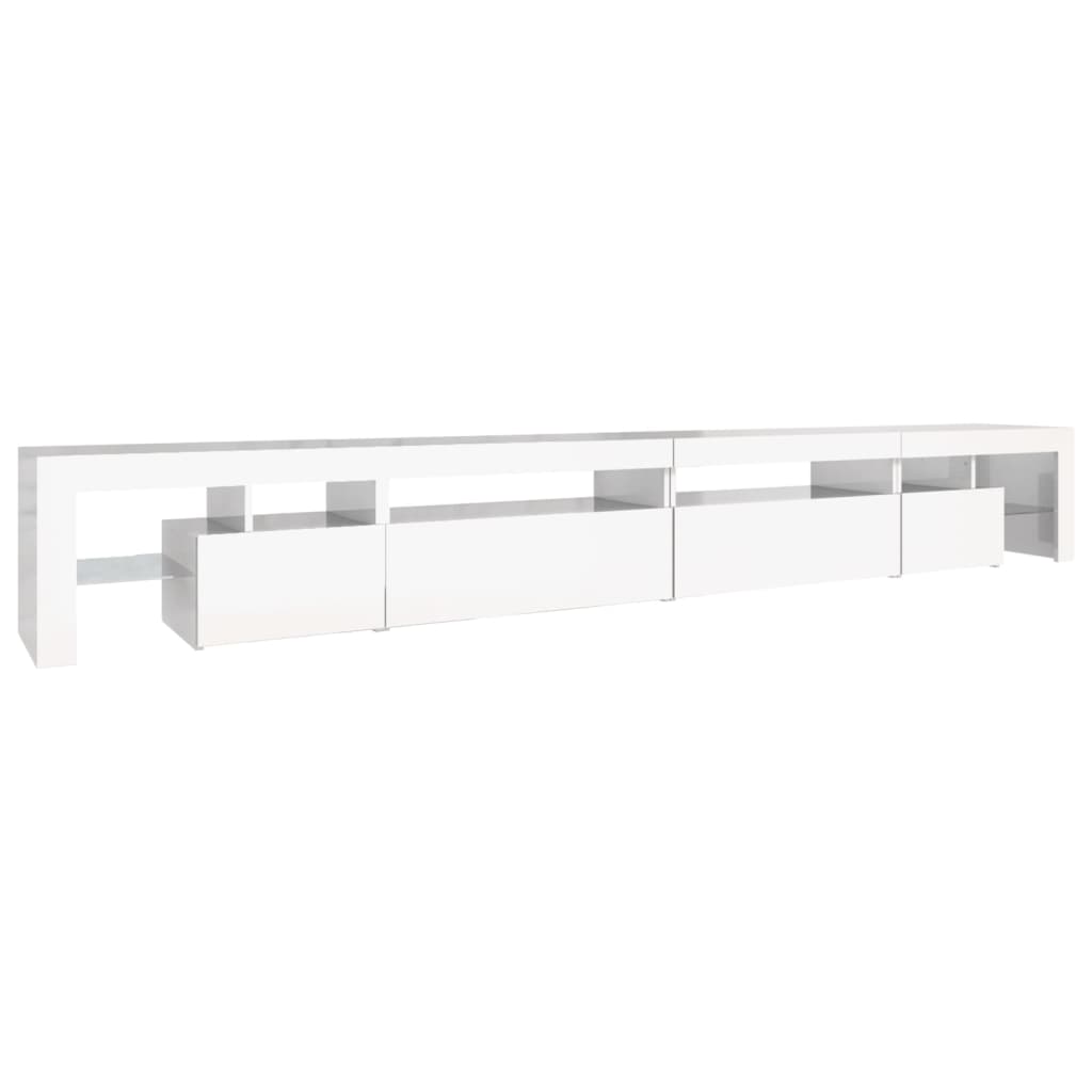 TV-Schrank mit LED-Leuchten Hochglanz-Weiß 290x36,5x40 cm