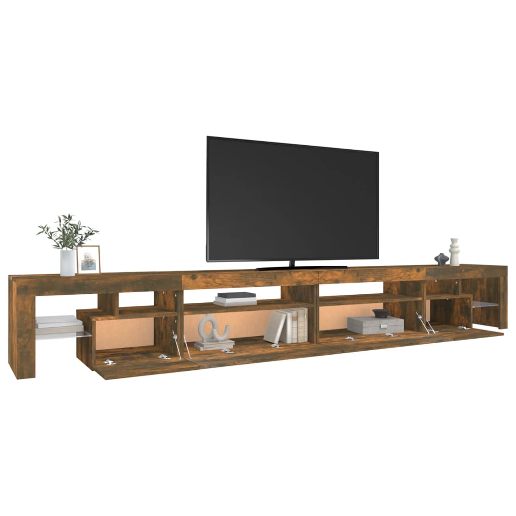 TV-Schrank mit LED-Leuchten Räuchereiche 290x36,5x40 cm