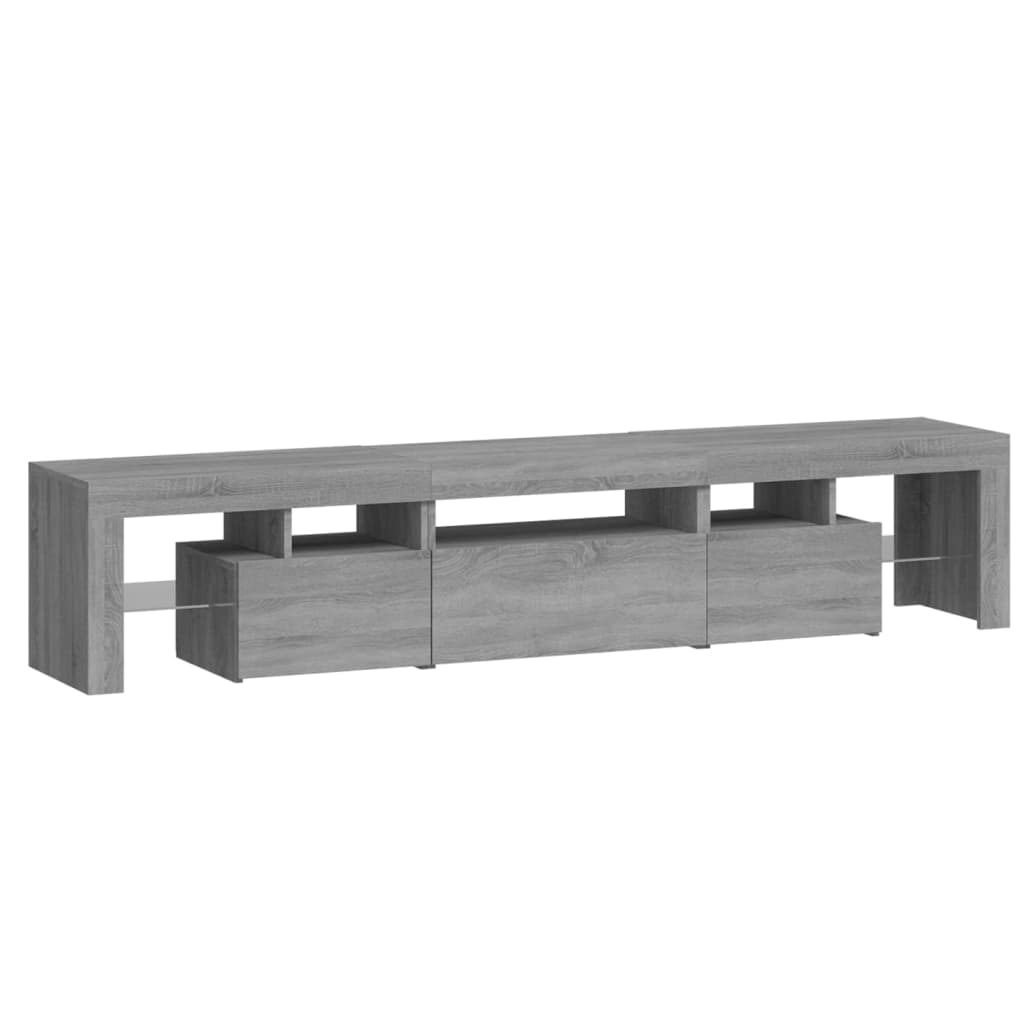 TV-Schrank mit LED-Leuchten Grau Sonoma 200x36,5x40 cm