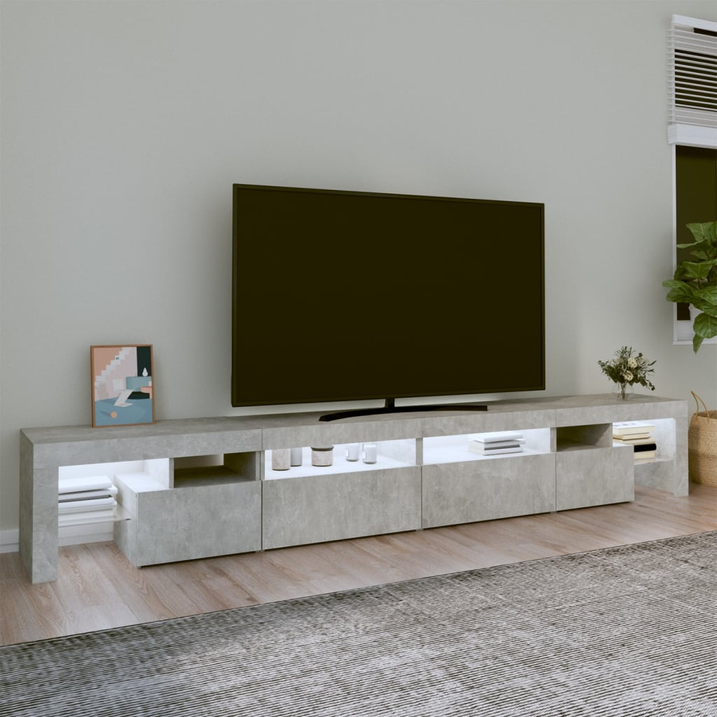 TV-Schrank mit LED-Leuchten Betongrau 260x36,5x40 cm