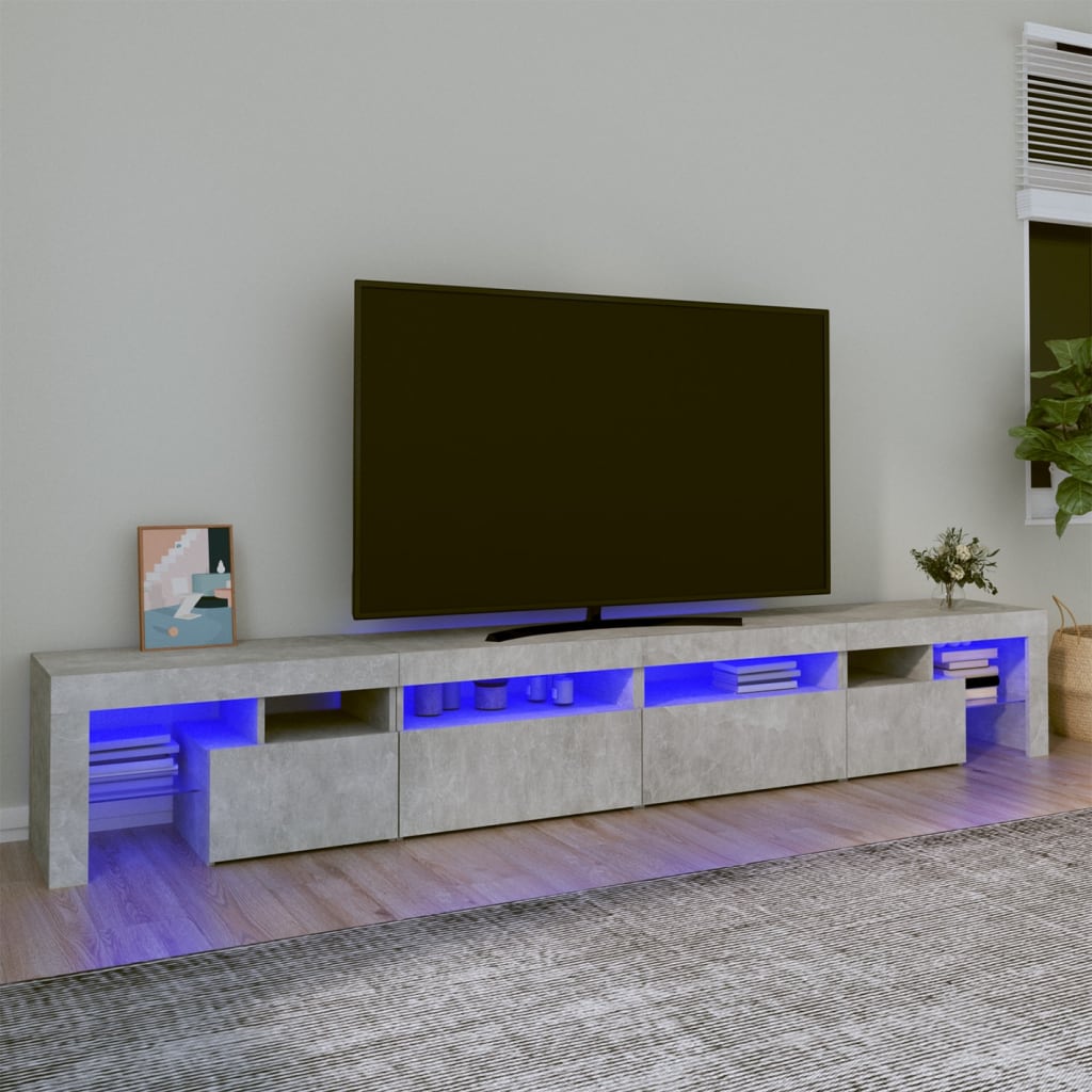 TV-Schrank mit LED-Leuchten Betongrau 260x36,5x40 cm