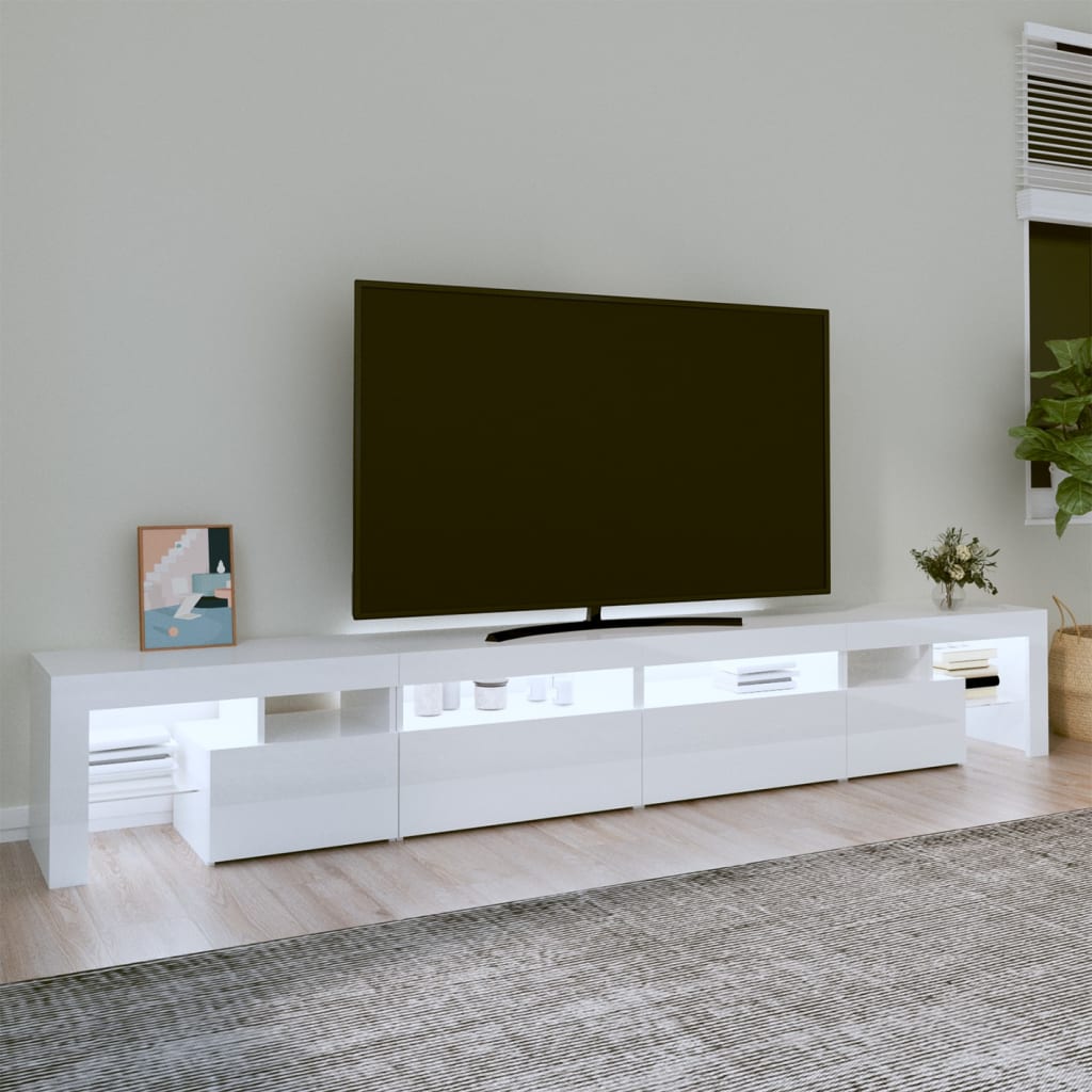 TV-Schrank mit LED-Leuchten Hochglanz-Weiß 260x36,5x40 cm