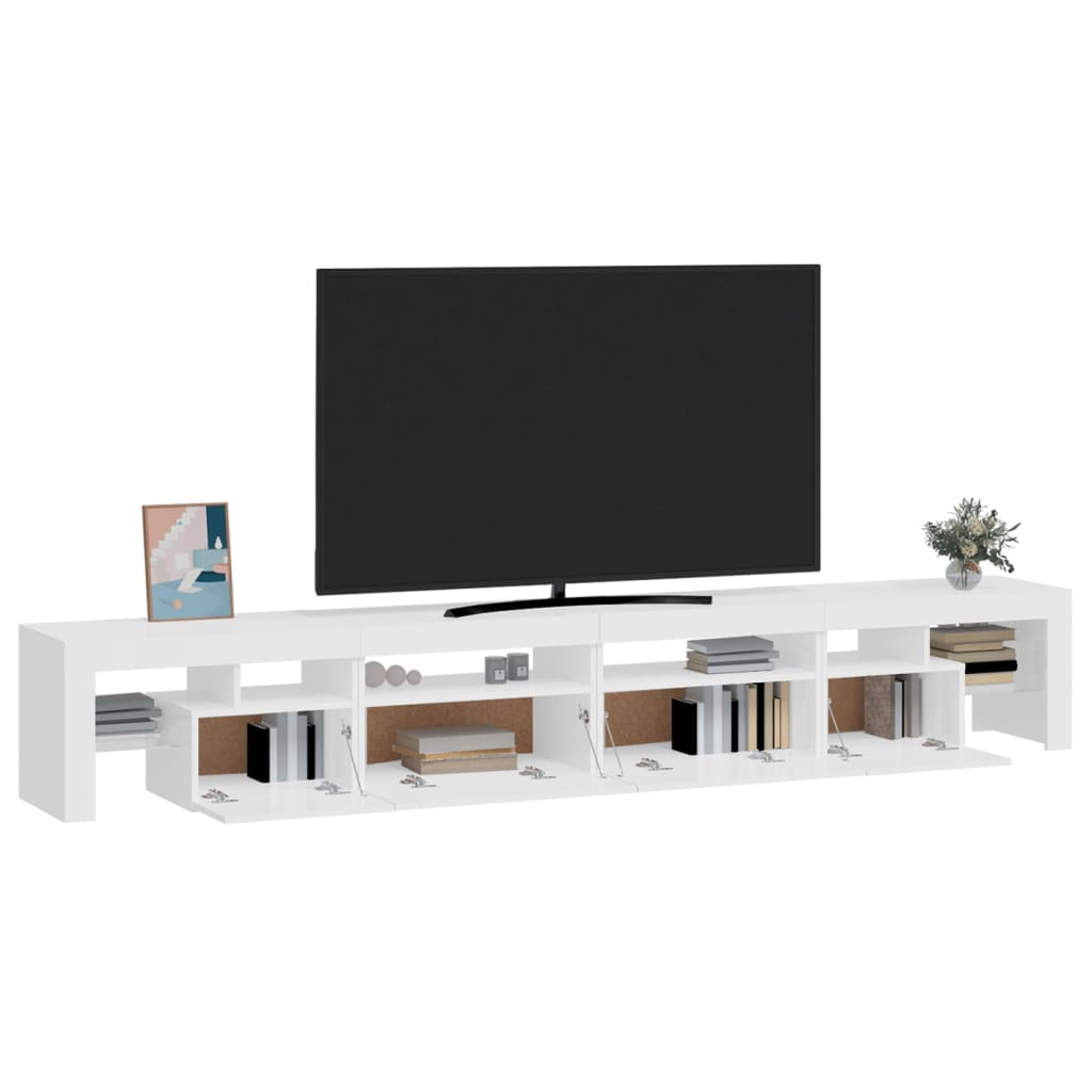 TV-Schrank mit LED-Leuchten Hochglanz-Weiß 260x36,5x40 cm