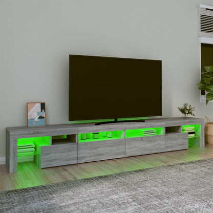 TV-Schrank mit LED-Leuchten Grau Sonoma 260x36,5x40 cm