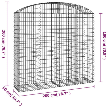 Gabione mit Hochbogen 200x50x180/200 cm Verzinktes Eisen