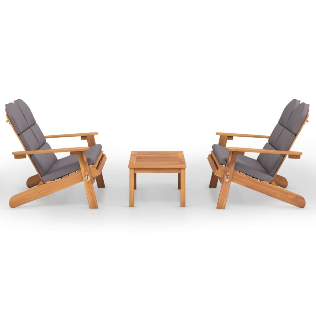 3-tlg. Garten-Lounge-Set Adirondack Massivholz Akazie