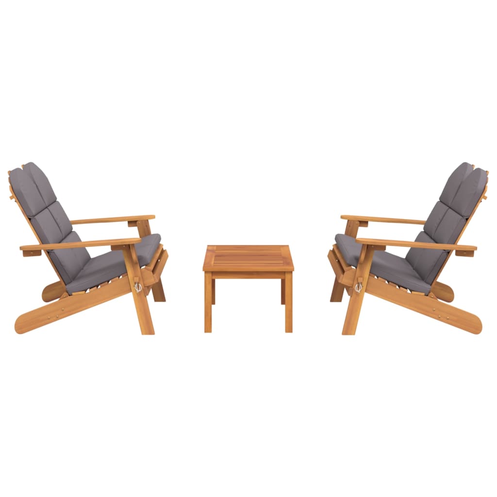 3-tlg. Garten-Lounge-Set Adirondack Massivholz Akazie