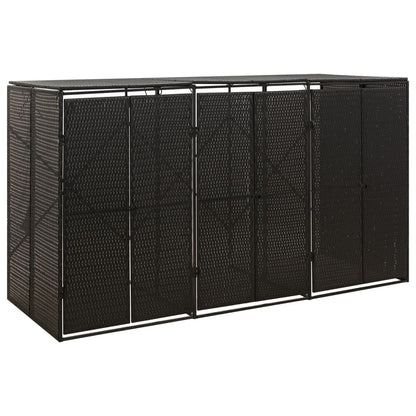 Mülltonnenbox für 3 Tonnen Schwarz 207x80x117 cm Poly Rattan