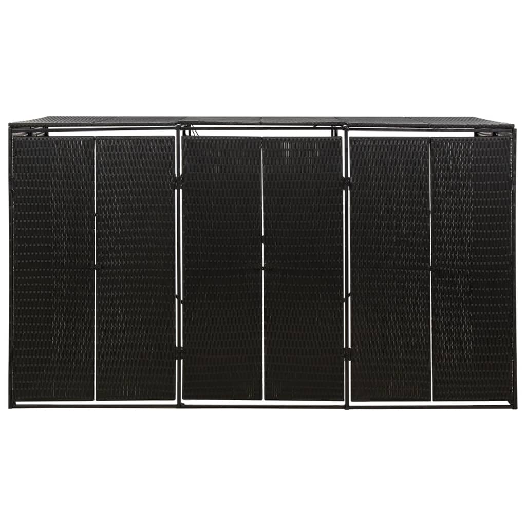 Mülltonnenbox für 3 Tonnen Schwarz 207x80x117 cm Poly Rattan