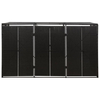 Mülltonnenbox für 3 Tonnen Schwarz 207x80x117 cm Poly Rattan