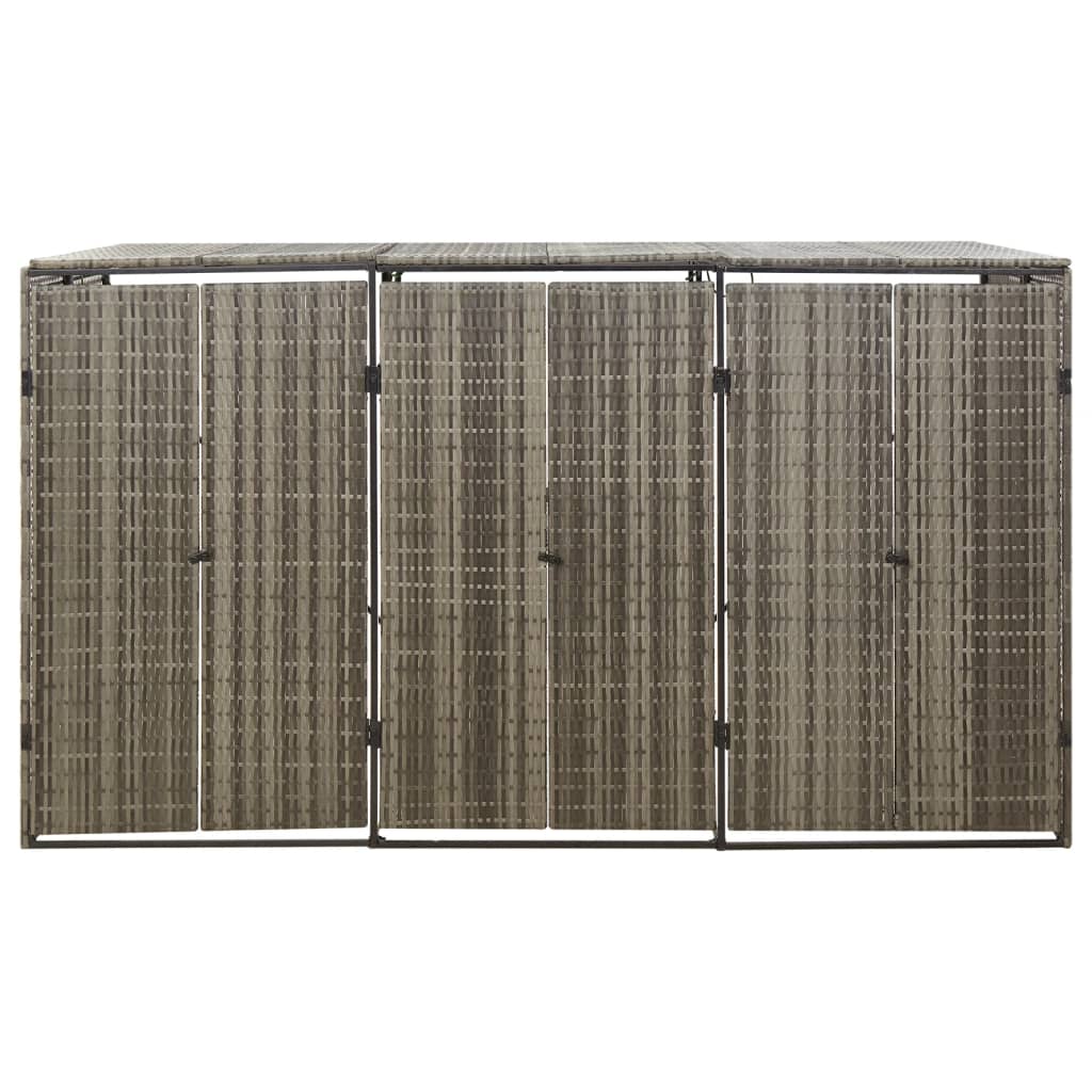 Mülltonnenbox für 3 Tonnen Grau 207x80x117 cm Poly Rattan